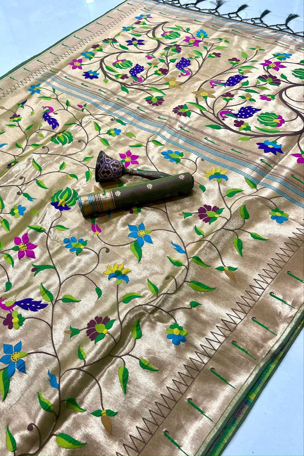 Rooted in Riwaaz Kanchivaram Paithani Silk Saree