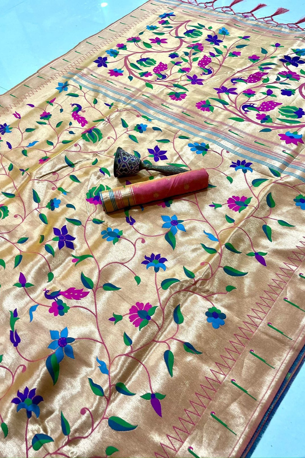 Rooted in Riwaaz Kanchivaram Paithani Silk Saree