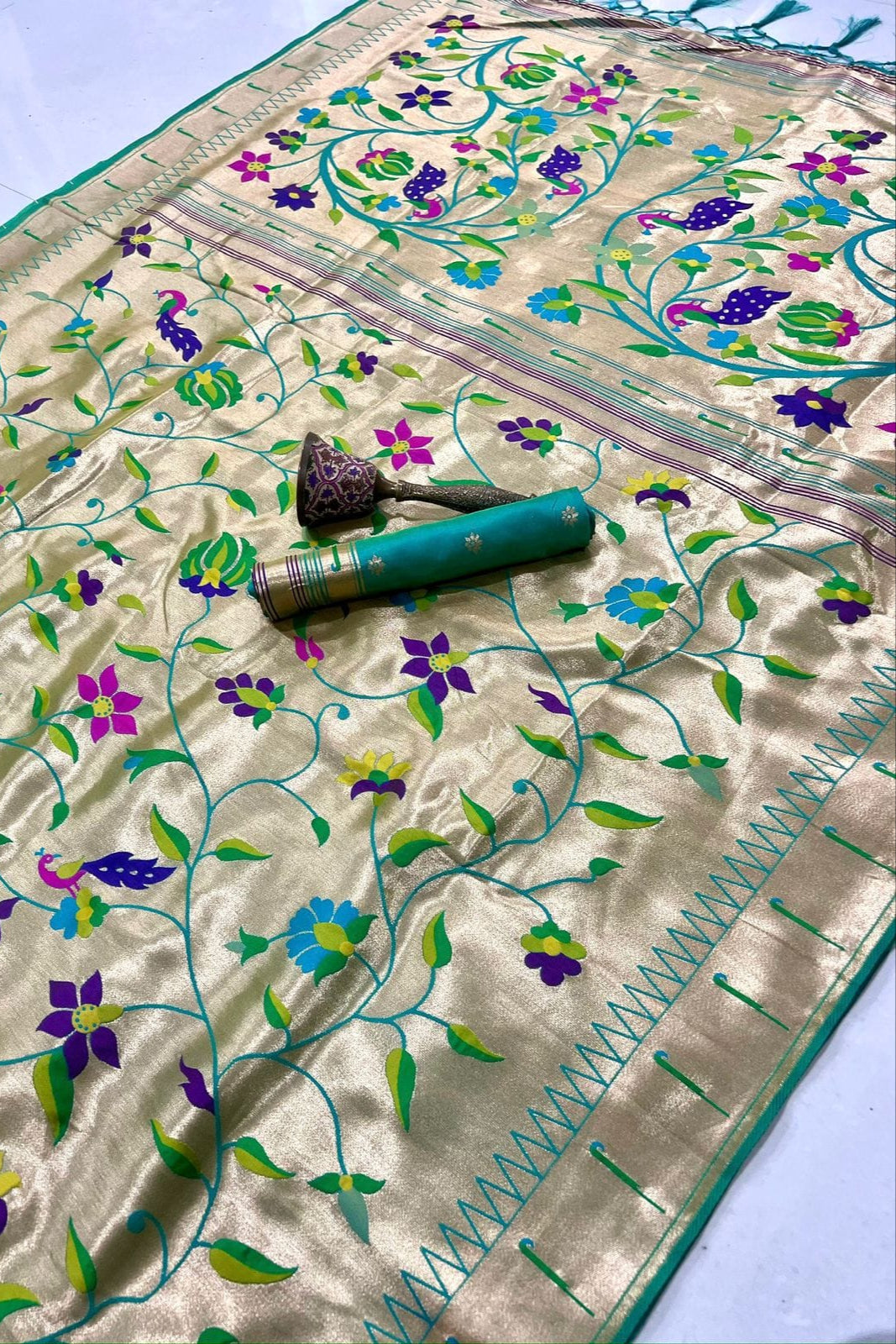 Rooted in Riwaaz Kanchivaram Paithani Silk Saree