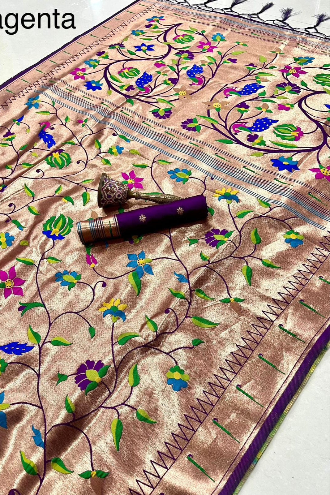 Rooted in Riwaaz Kanchivaram Paithani Silk Saree
