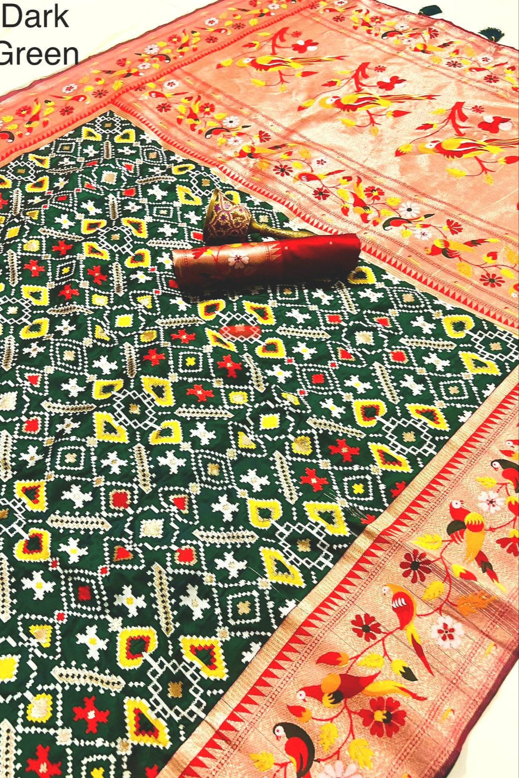 Color Collide Kanchivaram Patola Paithani Silk Saree