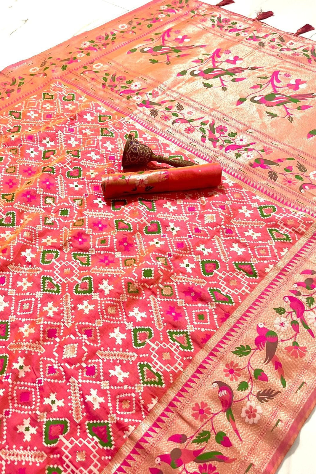 Color Collide Kanchivaram Patola Paithani Silk Saree