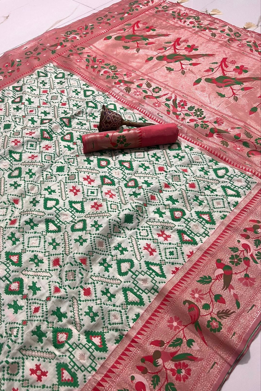 Color Collide Kanchivaram Patola Paithani Silk Saree