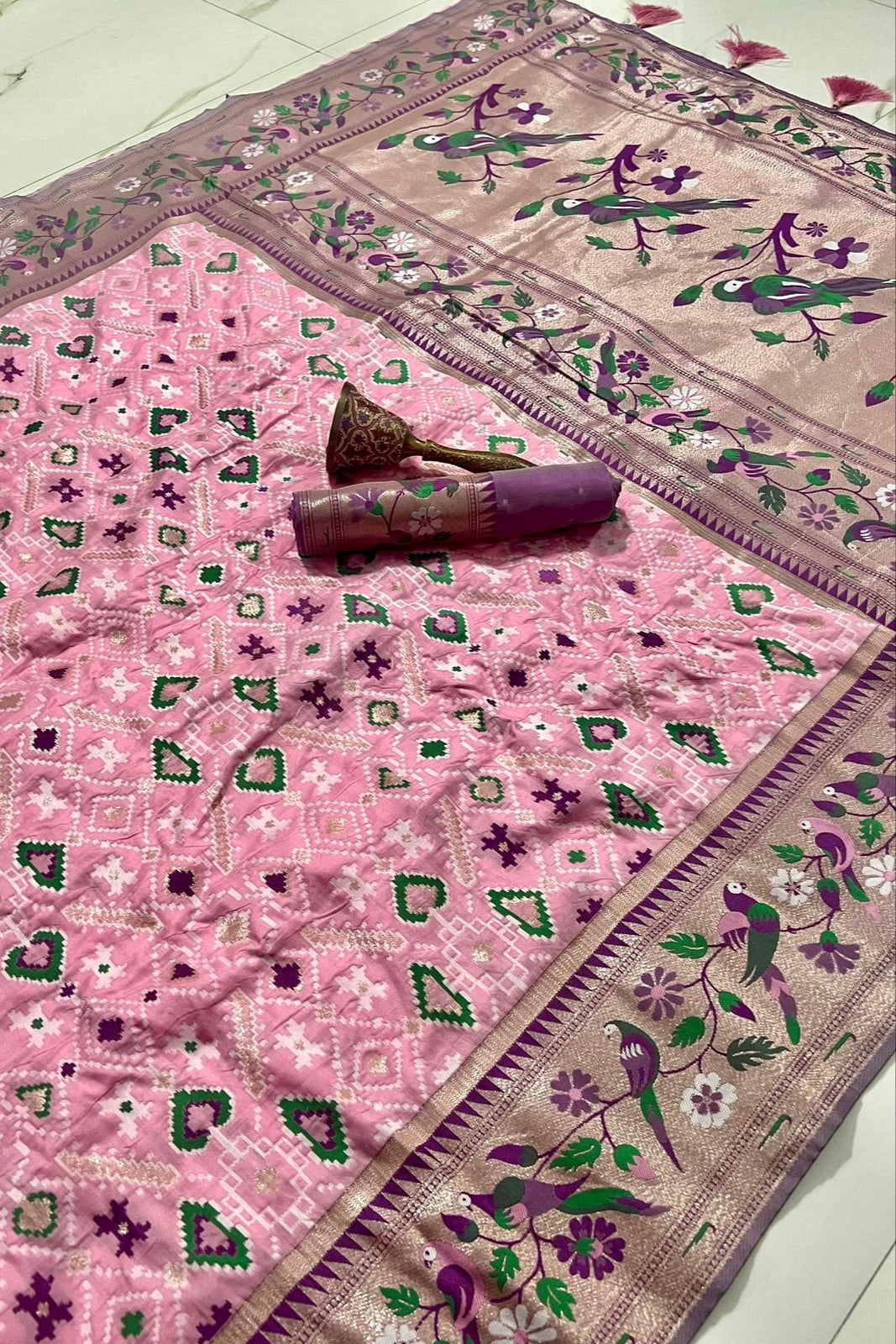 Color Collide Kanchivaram Patola Paithani Silk Saree