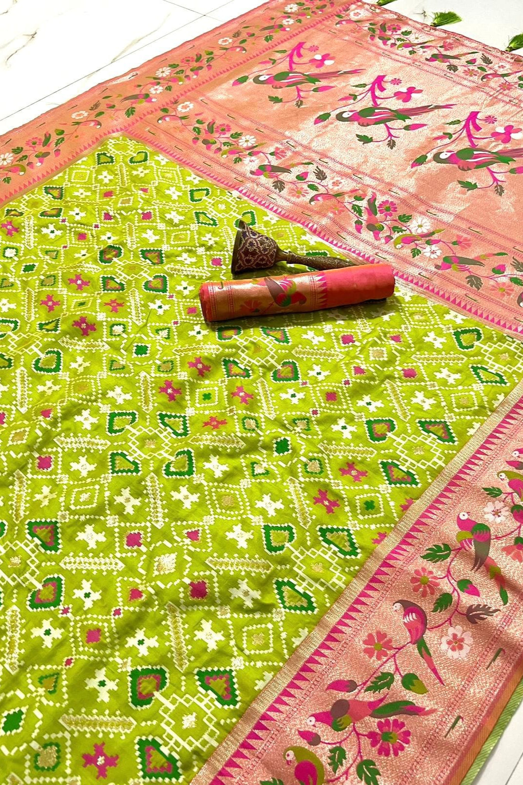 Color Collide Kanchivaram Patola Paithani Silk Saree