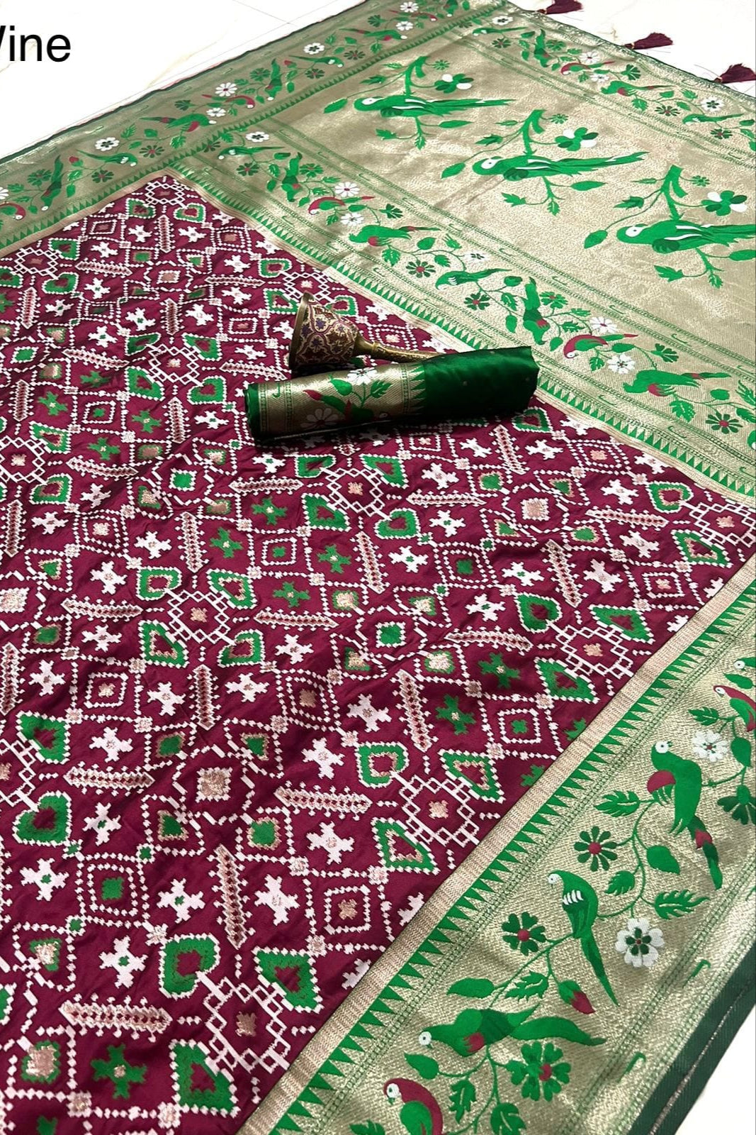 Color Collide Kanchivaram Patola Paithani Silk Saree