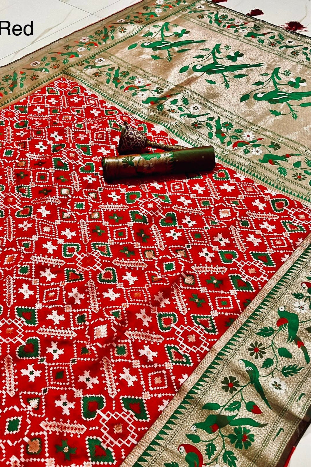 Color Collide Kanchivaram Patola Paithani Silk Saree