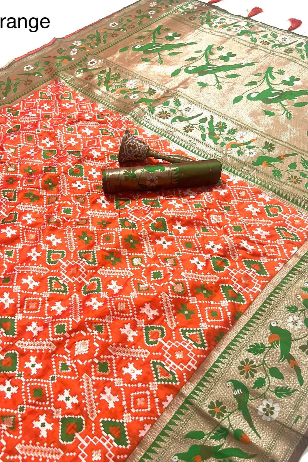 Color Collide Kanchivaram Patola Paithani Silk Saree