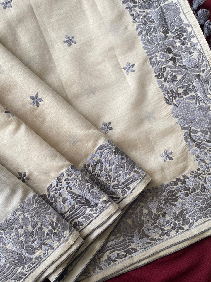 Contrast in Bloom Tussar Silk Saree