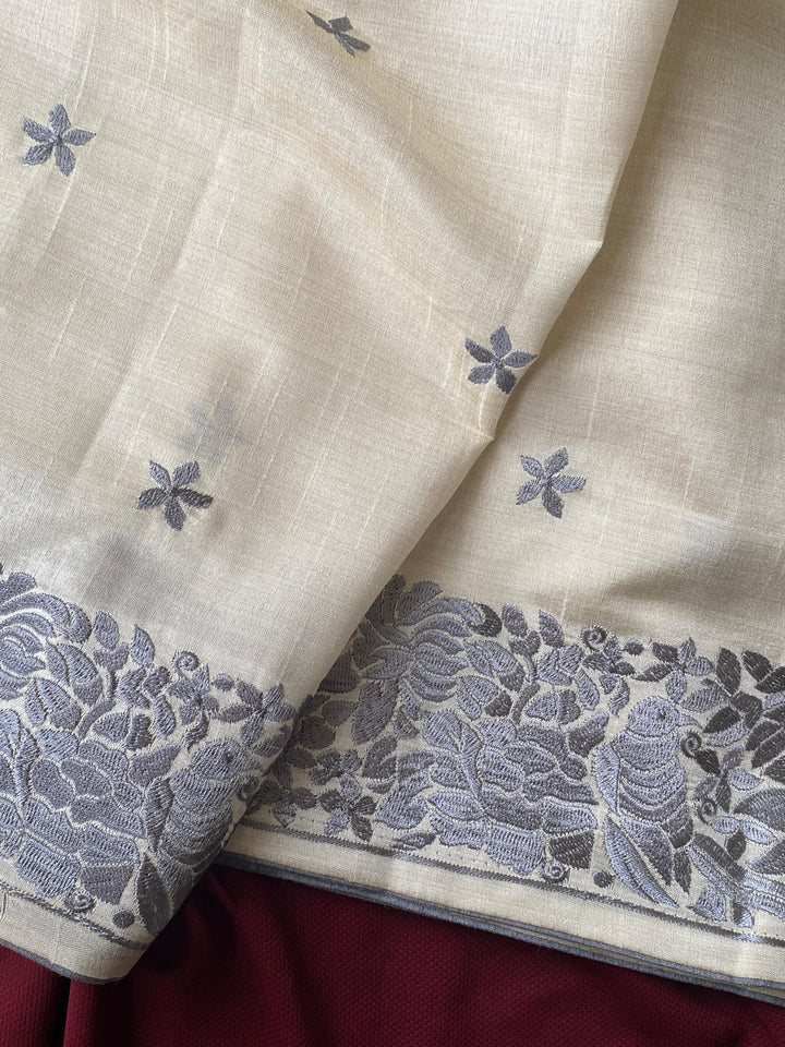 Contrast in Bloom Tussar Silk Saree