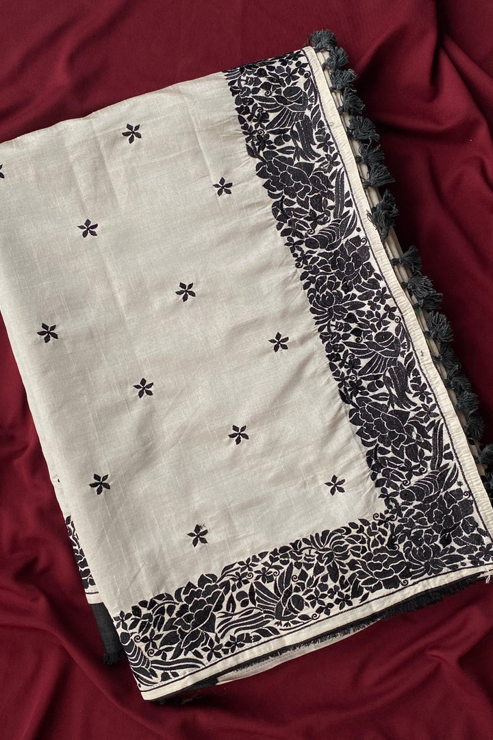 Contrast in Bloom Tussar Silk Saree