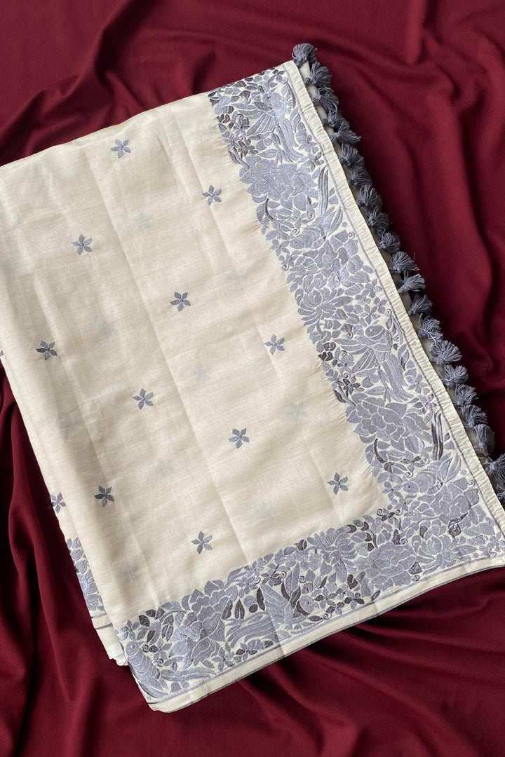 Contrast in Bloom Tussar Silk Saree