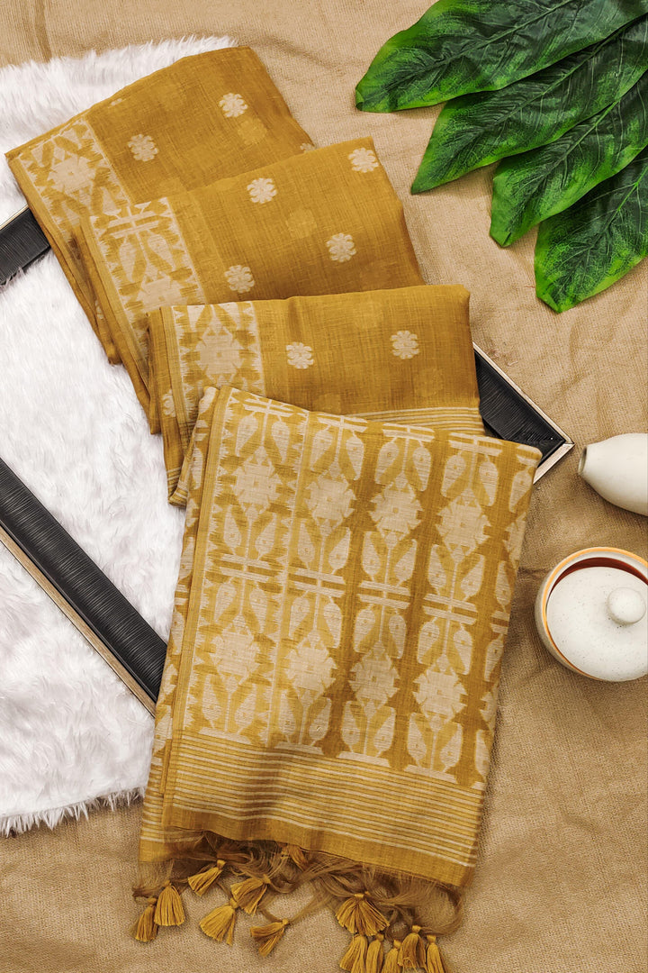 River of Gold Muga Cotton Saree