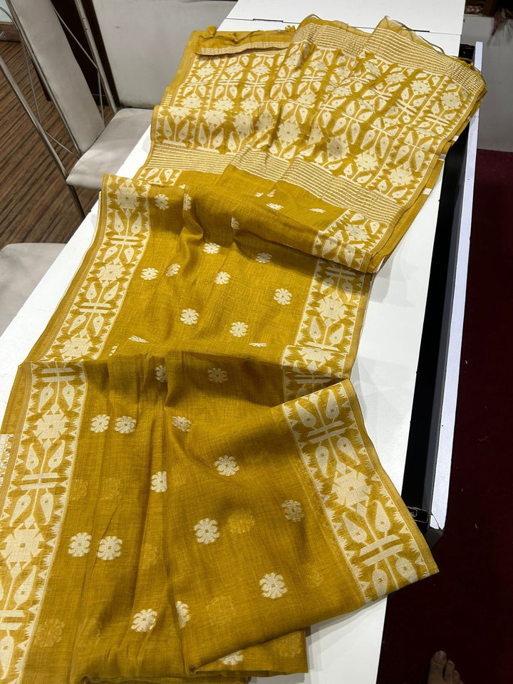 River of Gold Muga Cotton Saree