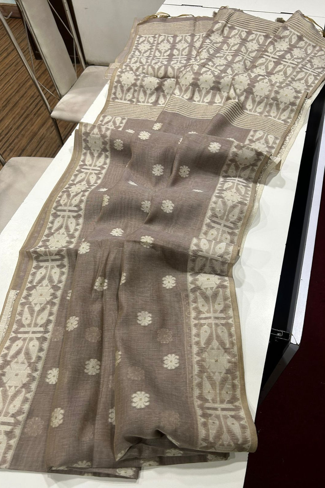 River of Gold Muga Cotton Saree