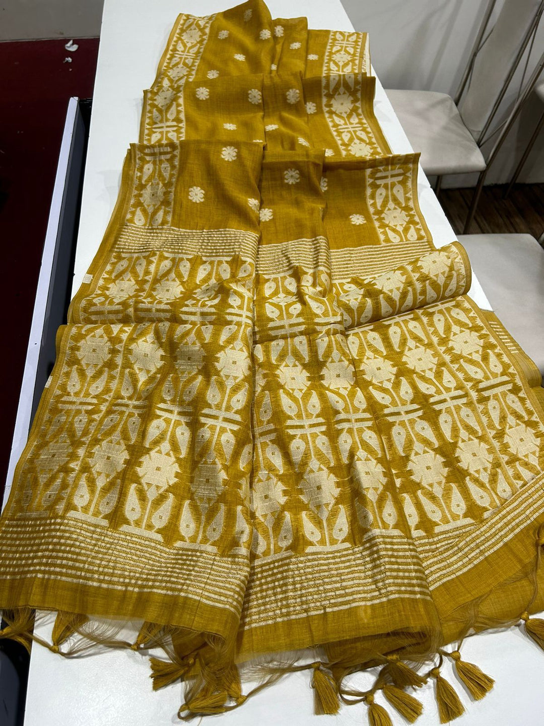 River of Gold Muga Cotton Saree