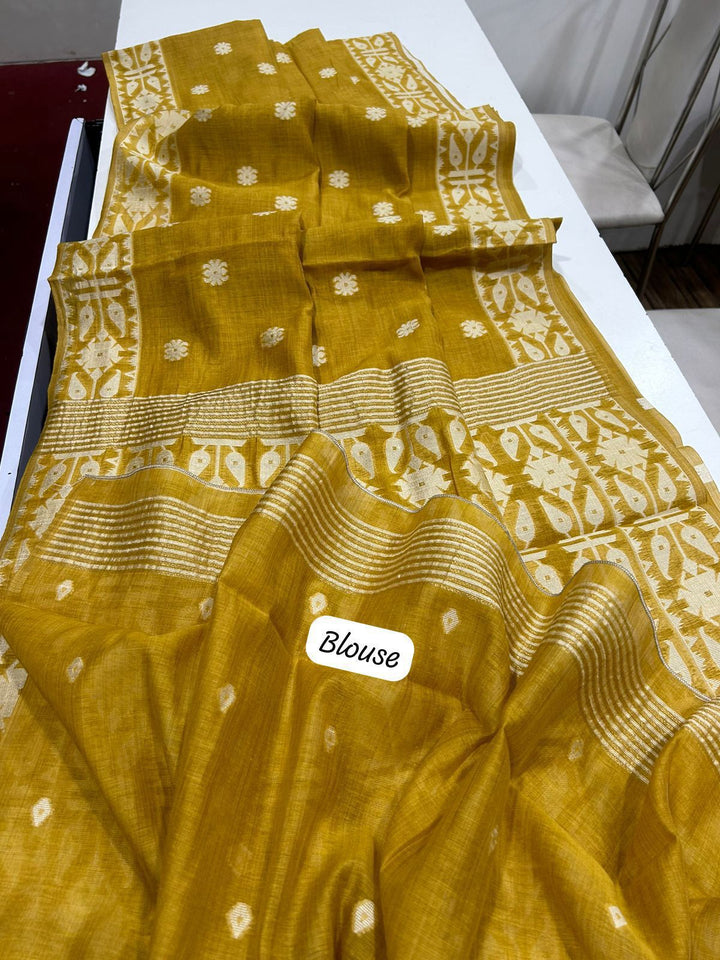 River of Gold Muga Cotton Saree