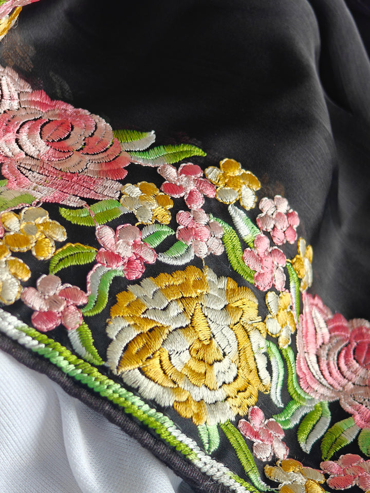 The Silver Shore Fancy Black Chiffon Saree