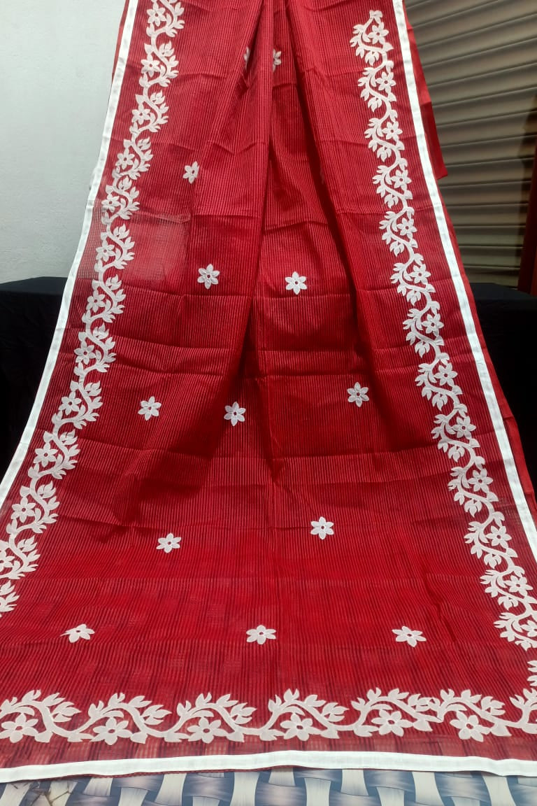 Megher Koli Reshom Kota Applique Saree