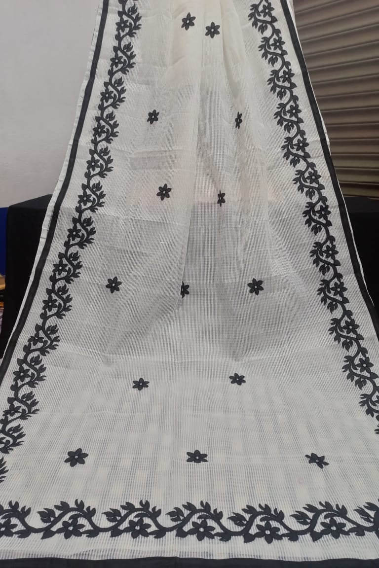 Megher Koli Reshom Kota Applique Saree