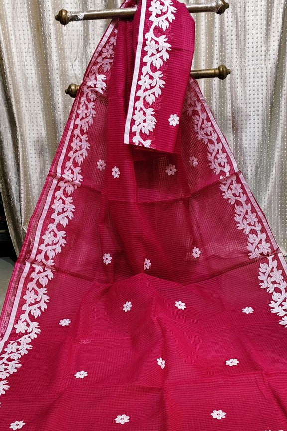 Megher Koli Reshom Kota Applique Saree