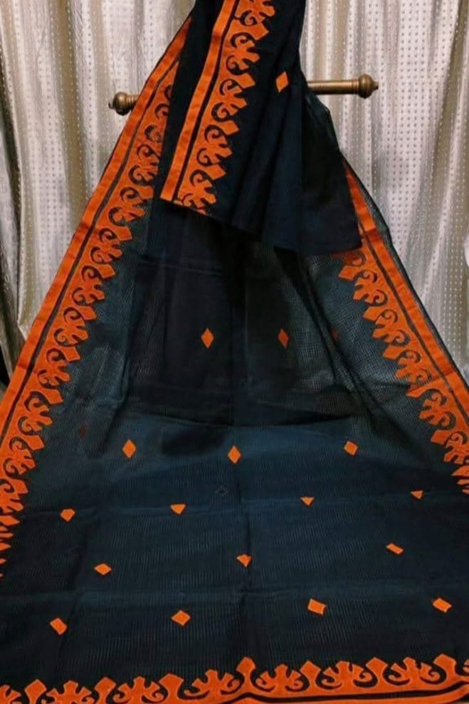Megher Koli Reshom Kota Applique Saree