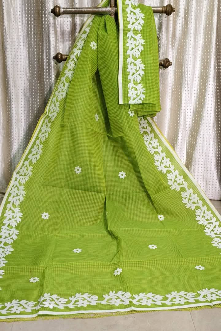 Megher Koli Reshom Kota Applique Saree