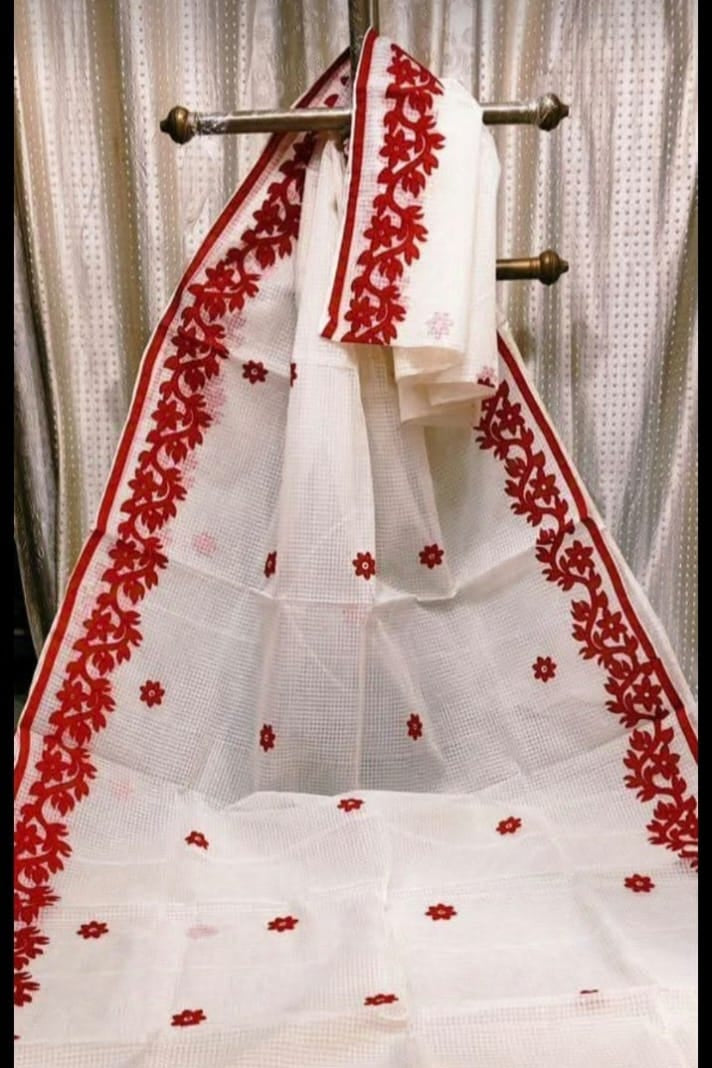 Megher Koli Reshom Kota Applique Saree