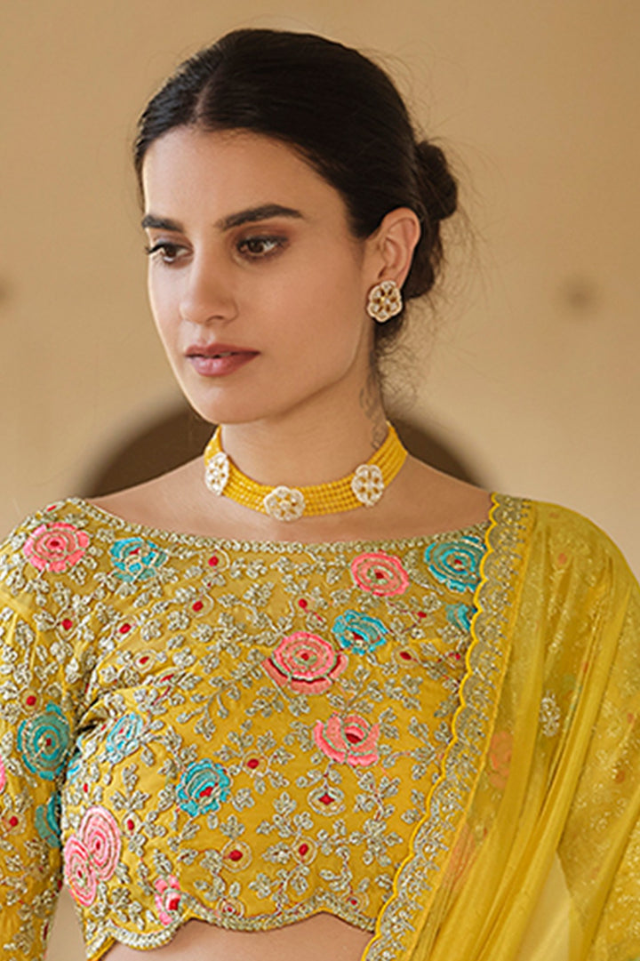 Light Leela Yellow Organza Saree