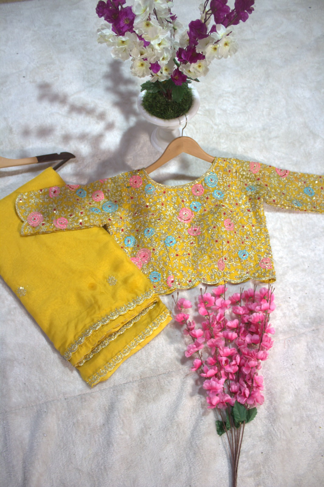 Light Leela Yellow Organza Saree