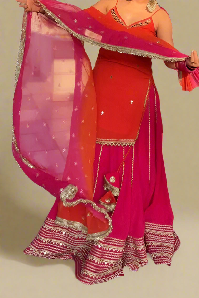 Melody of Flames Georgette Lehenga