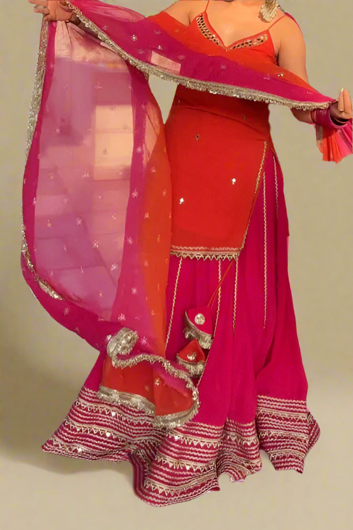 Melody of Flames Georgette Lehenga