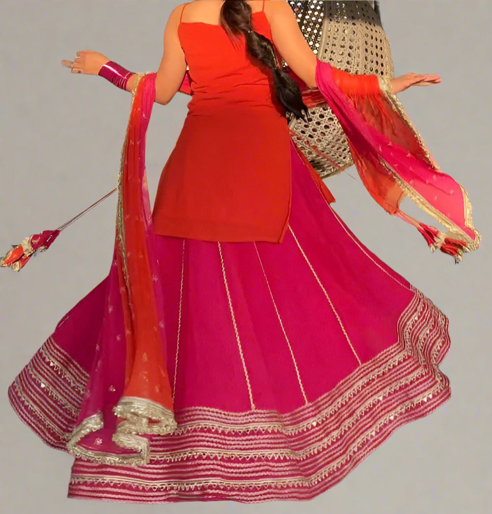 Melody of Flames Georgette Lehenga