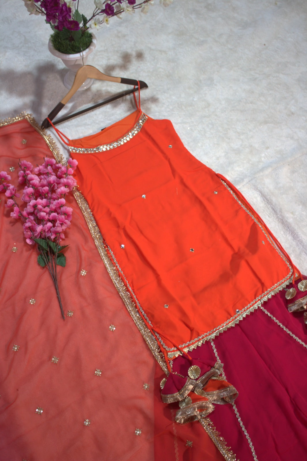 Melody of Flames Georgette Lehenga