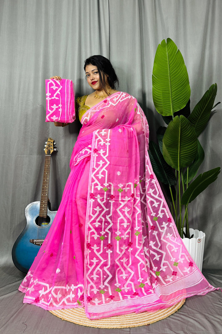 Chorui Pakhi Muslin Dhakai Jamdani Saree