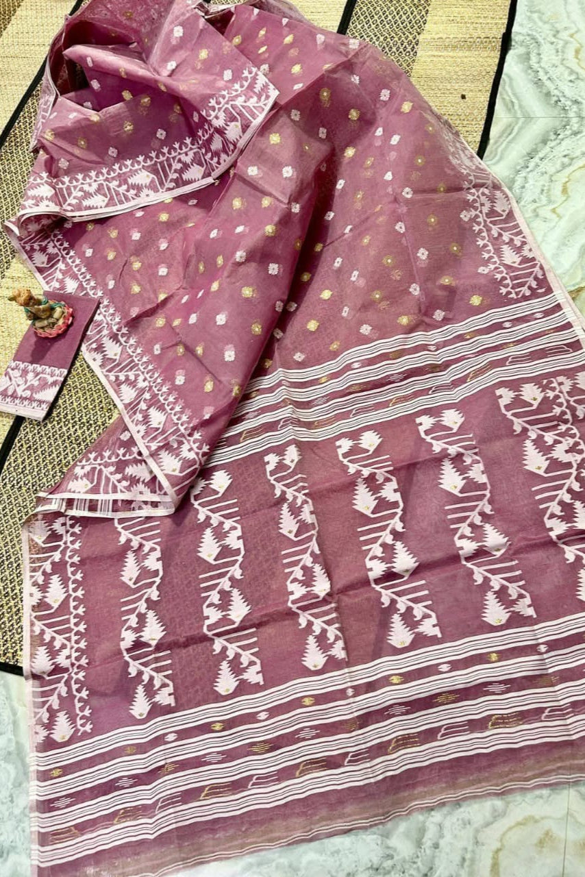 Ektu Bikel Karat Dhakai Jamdani Saree