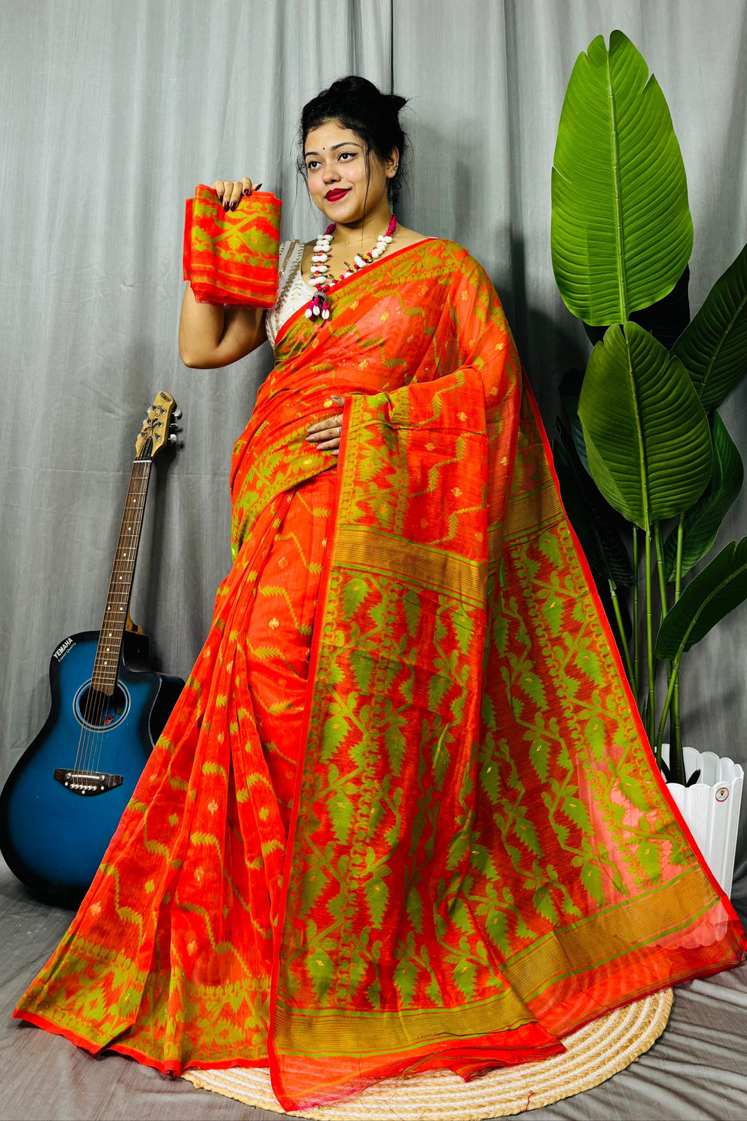 Nakshatra Karat Dhakai Jamdani Saree