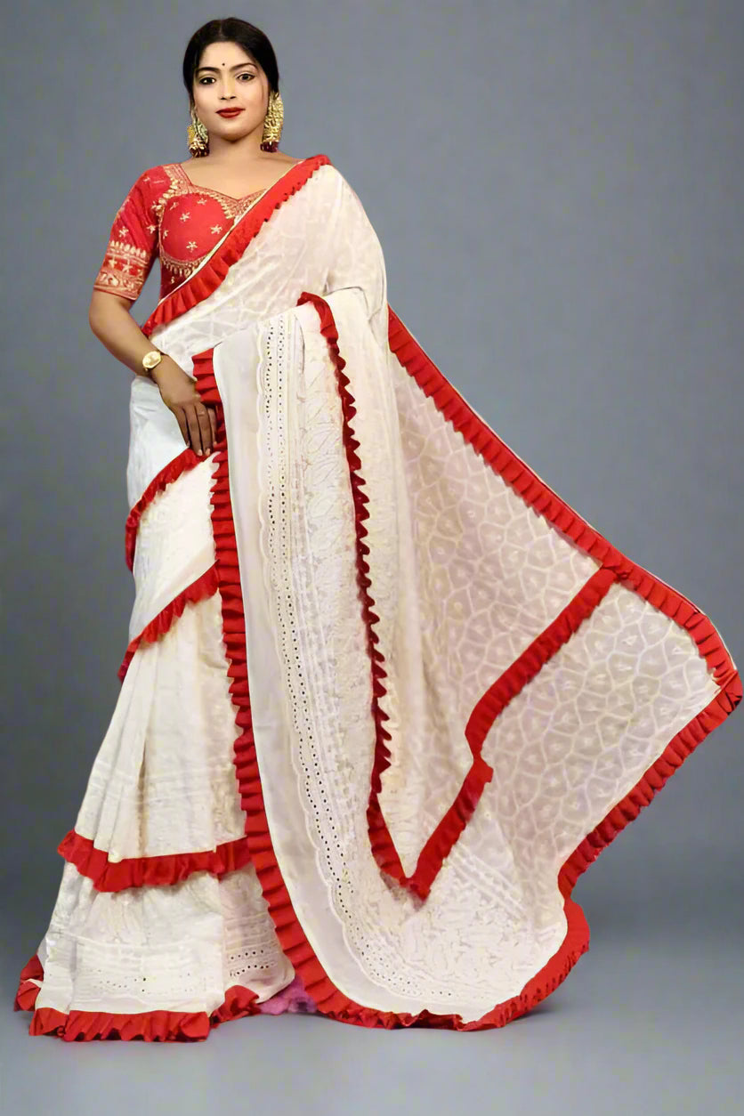 Durgatinashini Hakoba Designer Saree(Off white)