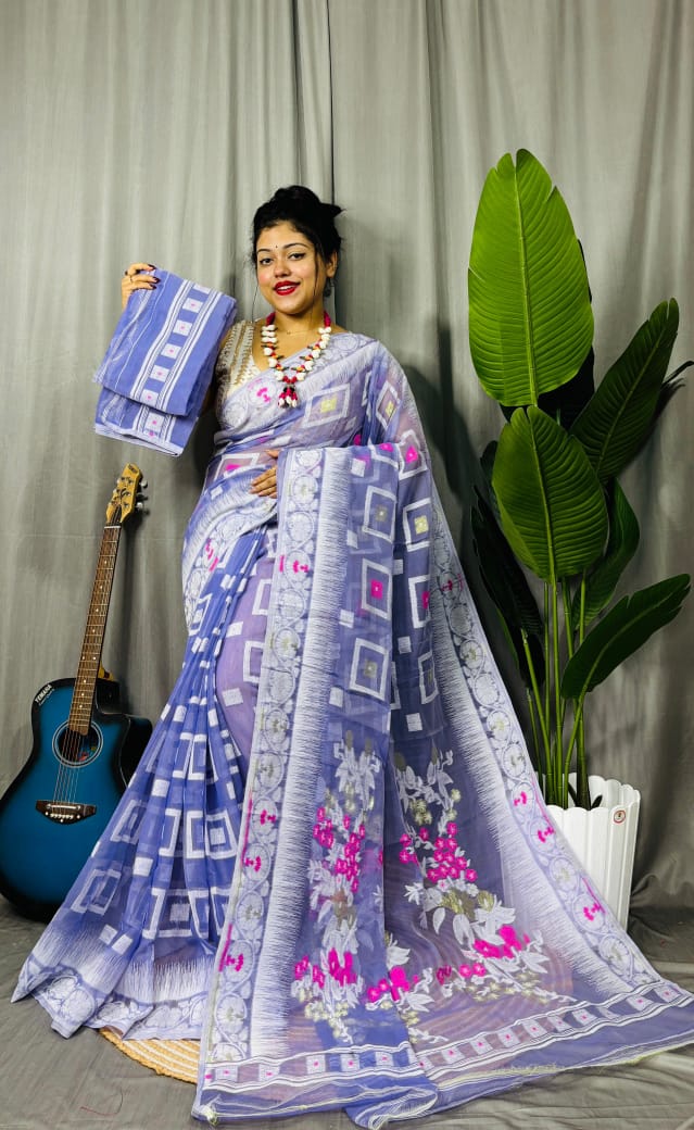 Ranga Bhor Fuleshwari Dhakai Jamdani Saree