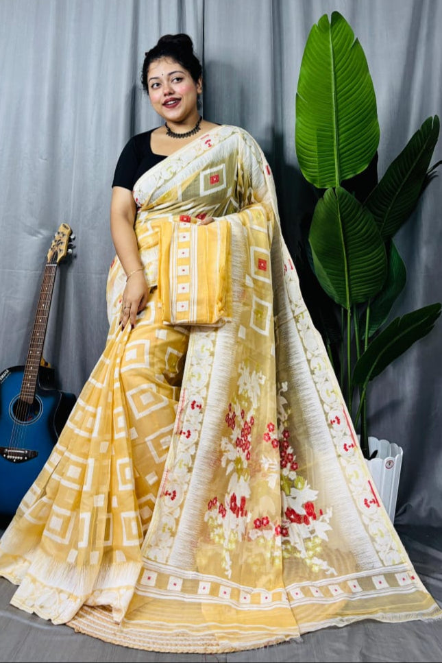 Ranga Bhor Fuleshwari Dhakai Jamdani Saree