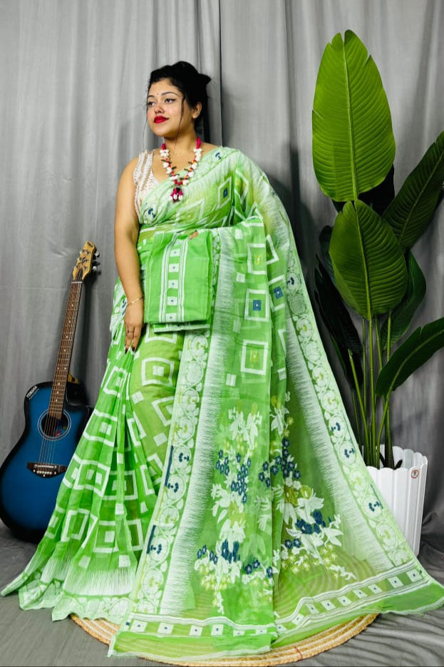Ranga Bhor Fuleshwari Dhakai Jamdani Saree