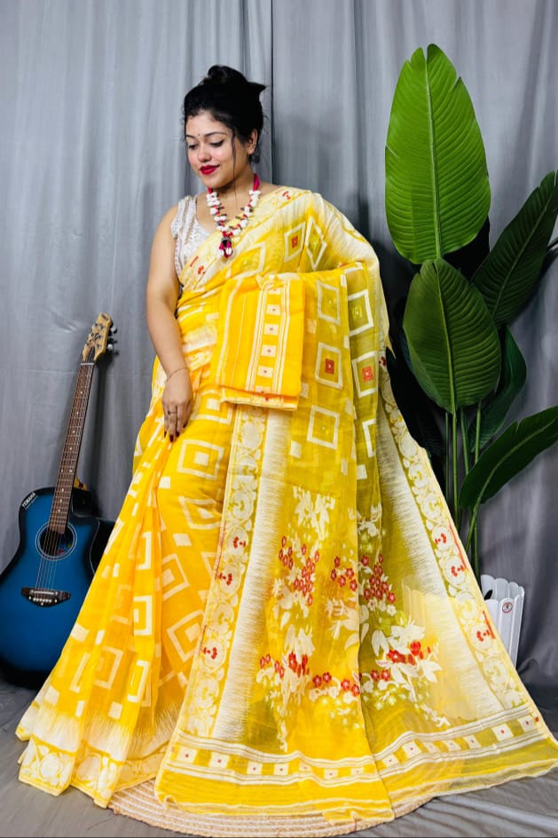 Ranga Bhor Fuleshwari Dhakai Jamdani Saree
