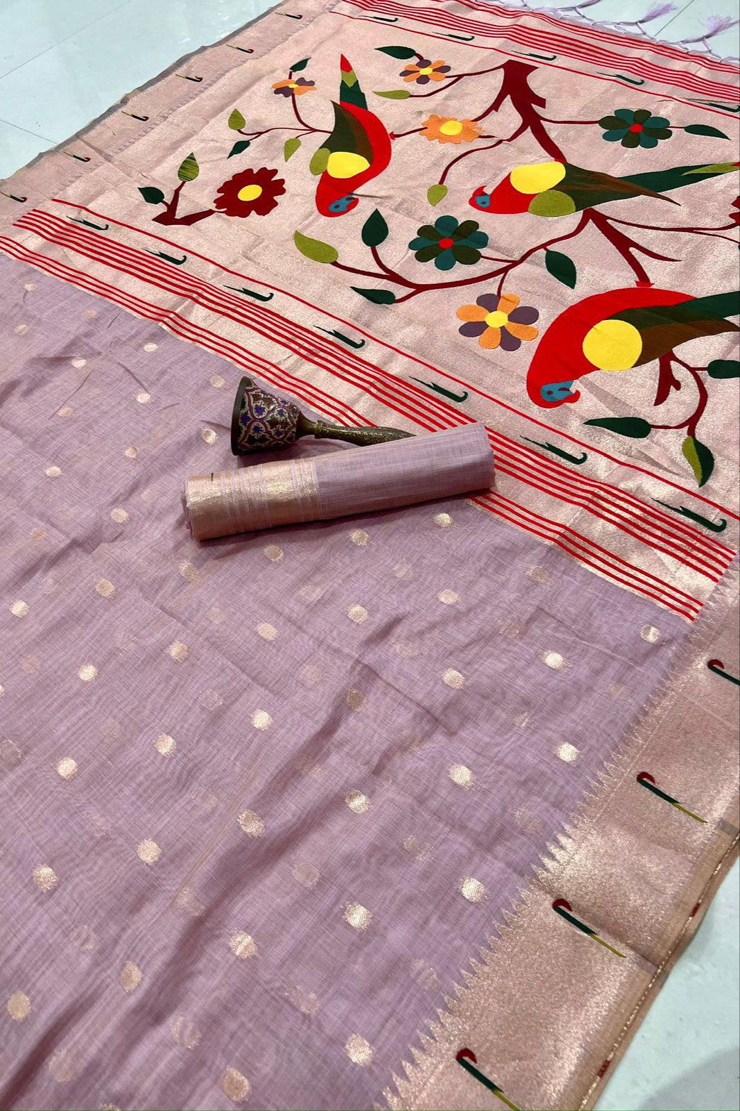 Fusion Master Muga Cotton Paithani Saree