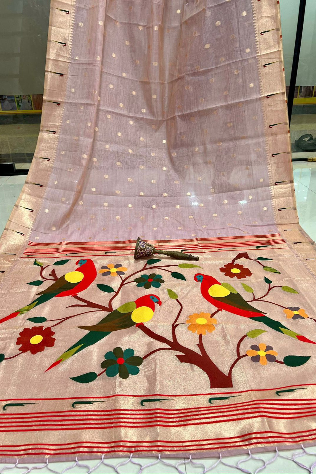 Fusion Master Muga Cotton Paithani Saree