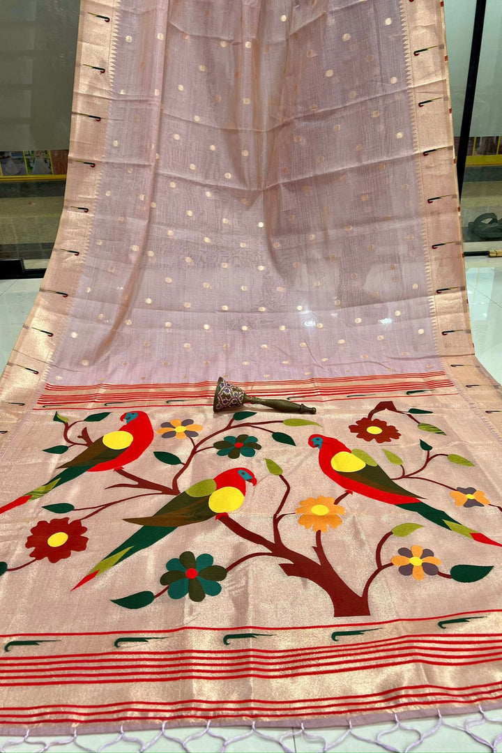 Fusion Master Muga Cotton Paithani Saree