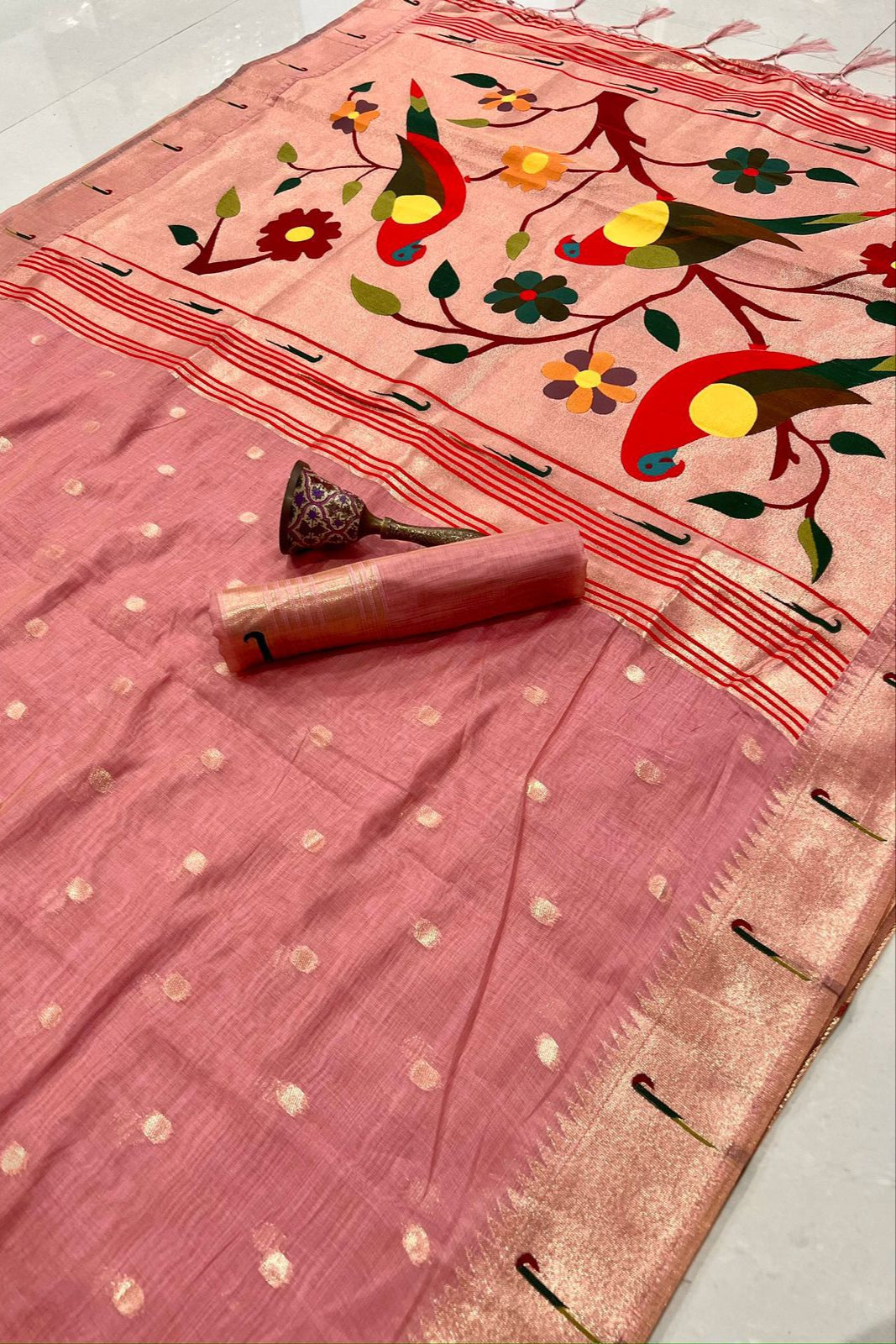 Fusion Master Muga Cotton Paithani Saree