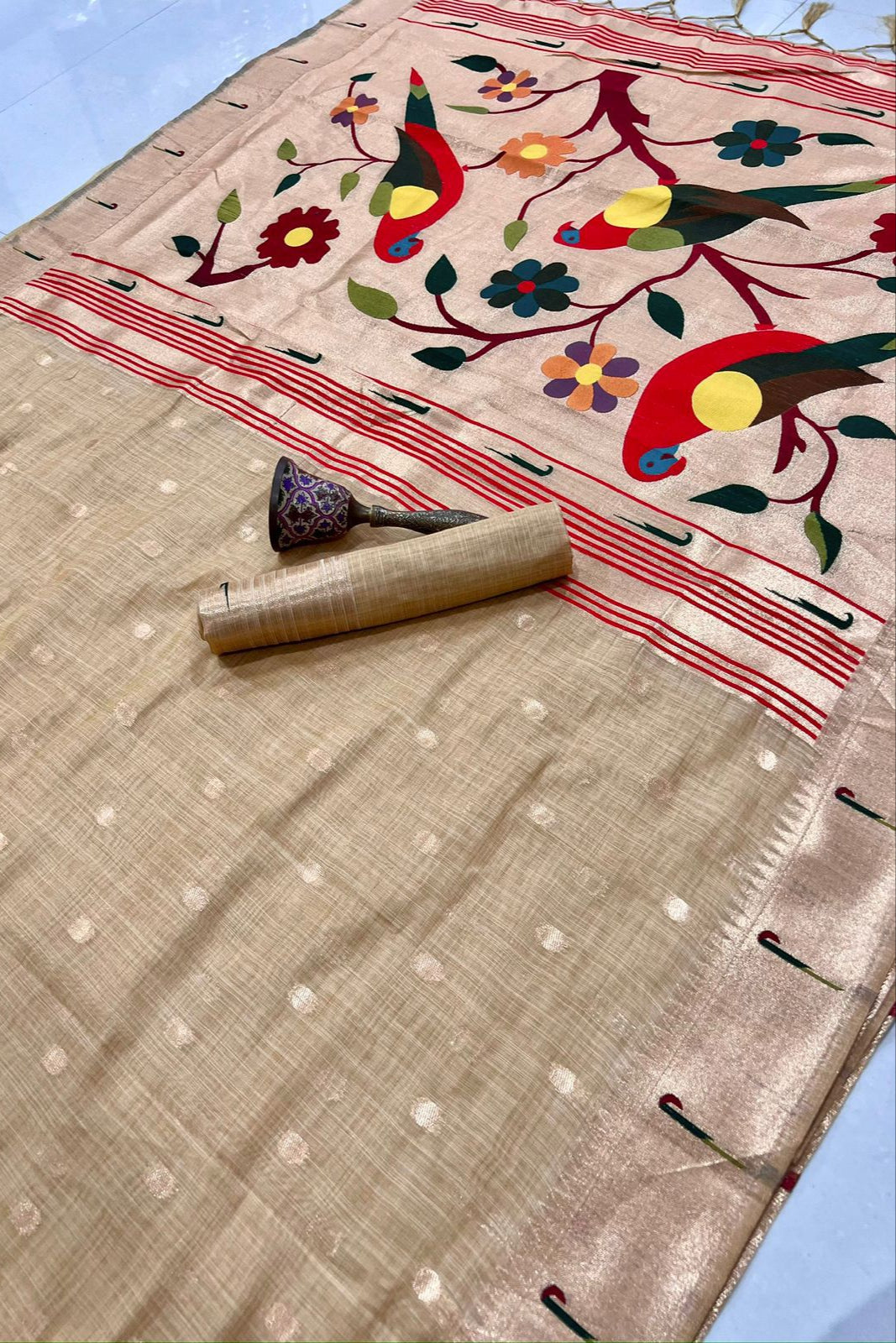 Fusion Master Muga Cotton Paithani Saree