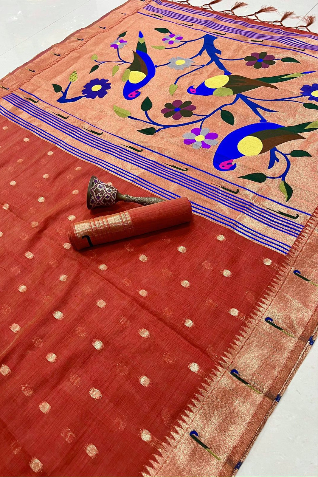 Fusion Master Muga Cotton Paithani Saree