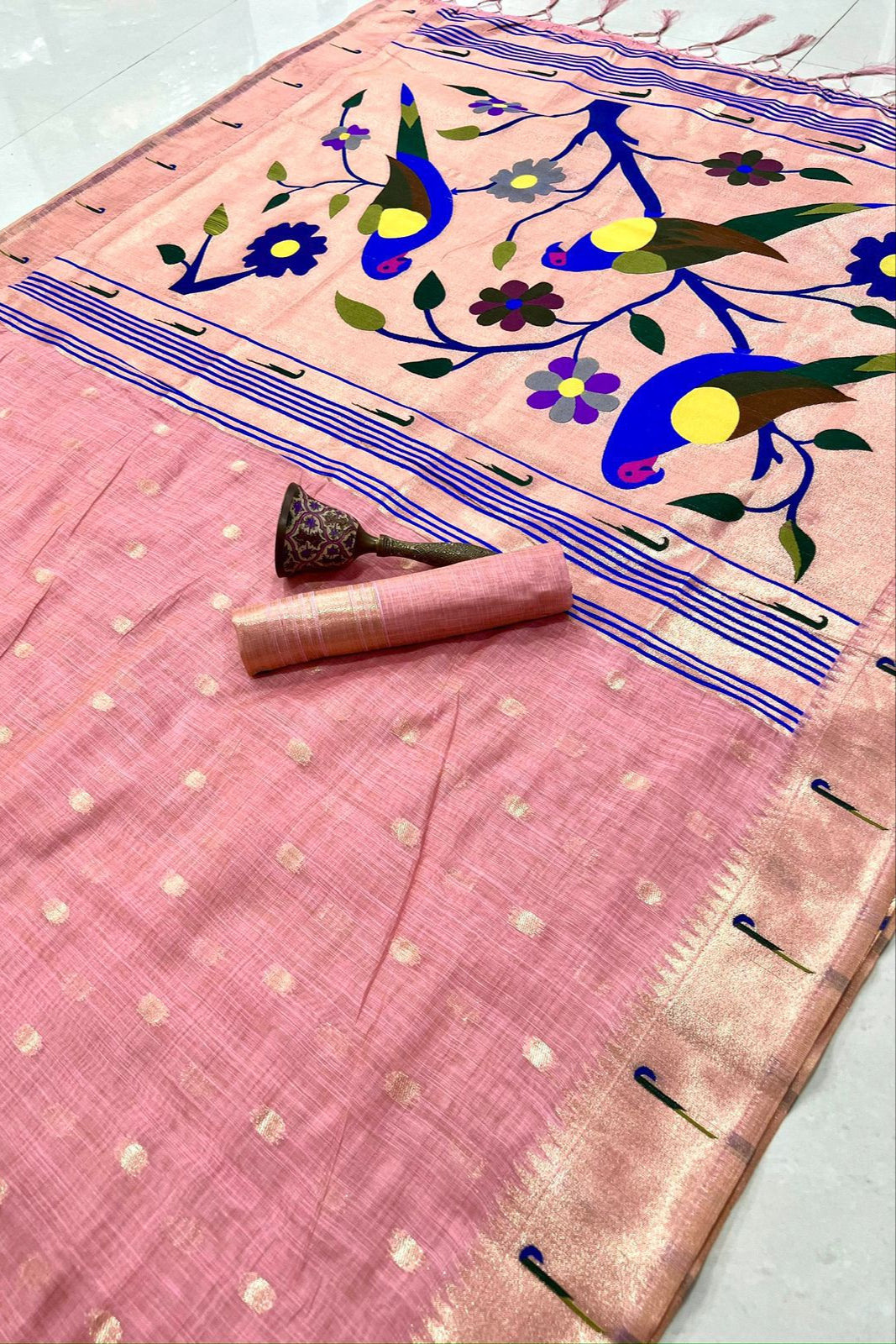 Fusion Master Muga Cotton Paithani Saree