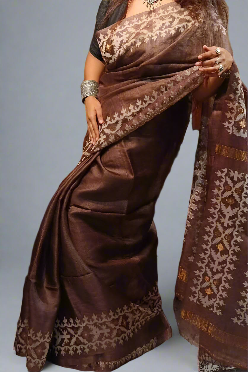 Swapnadoot Gachi Tussar Jamdani Saree